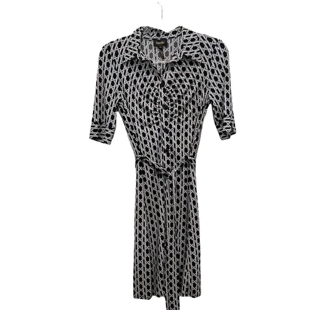 Laundry By Shelli Segal Shirt Dress Career Stretch Knit Belted Ruched Front SZ 6